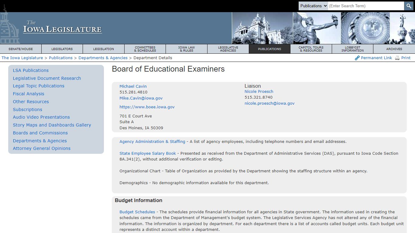 Iowa Legislature - Department Details